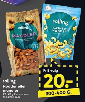 Bilka Nødder el. mandler tilbud