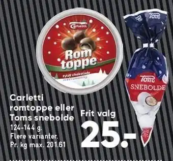 Carletti romtoppe el. toms snebolde