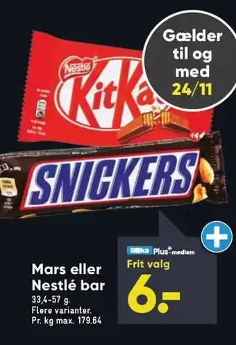 Bilka Mars el. nestlé bar tilbud