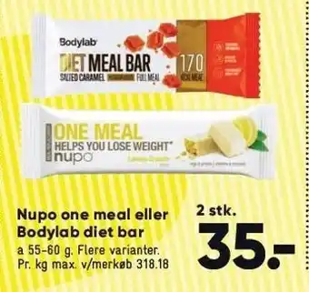 Bilka Nupo one meal el. bodylab diet bar tilbud