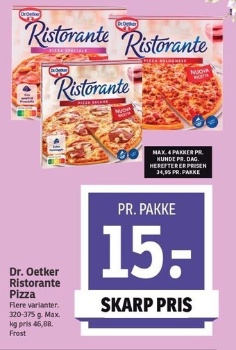 SPAR Dr. oetker ristorante pizza tilbud