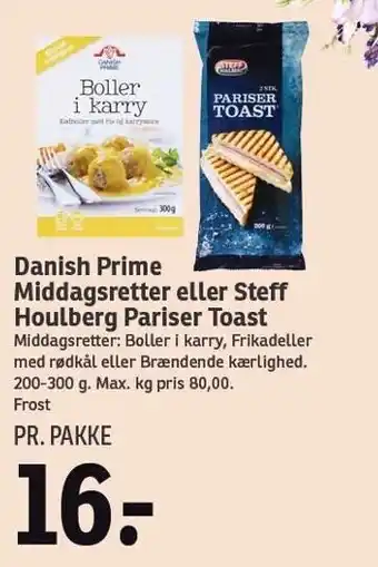 SPAR Danish prime middagsretter el. steff houlberg pariser toast tilbud