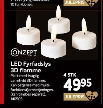 Din Isenkræmmer Led fyrfadslys 3d flamme - 4 stk. tilbud
