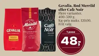 Dagli'Brugsen Gevalia, rød merrild eller cafe noir tilbud