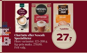 Dagli'Brugsen Chai latte eller nescafe specialiteter tilbud