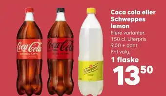 Kvickly Coca cola eller schweppes lemon tilbud