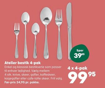 Kvickly Atelier bestik 4-pak tilbud