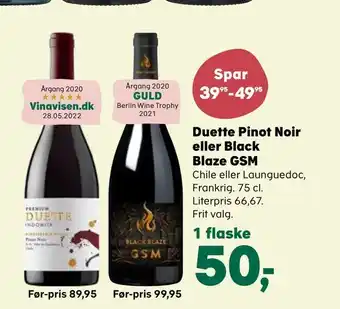 Kvickly Duette pinot noir eller black blaze gsm tilbud