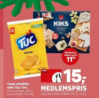SuperBrugsen Coop ostekiks eller tuc trio tilbud