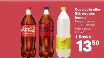 SuperBrugsen Coca cola eller schweppes lemon tilbud
