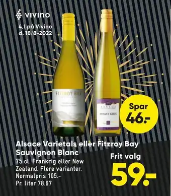 Bilka Alsace varietals eller fitzroy bay sauvignon blanc tilbud