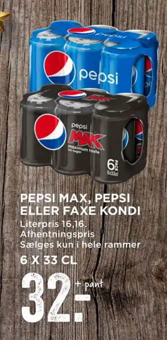 MENY Pepsi max, pepsi eller faxe kondi tilbud