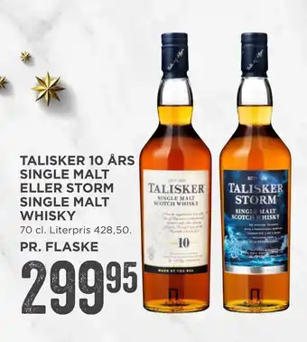 MENY Talisker 10 års single malt eller storm single malt whisky tilbud