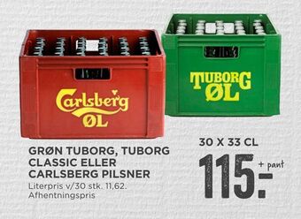 MENY Grøn tuborg, tuborg classic eller carlsberg pilsner tilbud