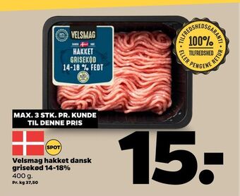 Netto Velsmag hakket dansk grisekød 14-18% tilbud