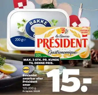 Netto Bakkedal smørbar eller président smør tilbud