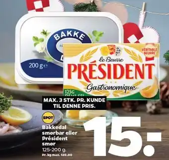 Netto Bakkedal smørbar el. president smør tilbud