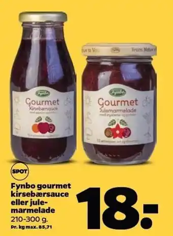 Netto Fynbo gourmet krisebærsauce el. julemarmelade tilbud