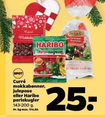 Netto Curre mokkabønner, julepose el. haribo perlekugler tilbud