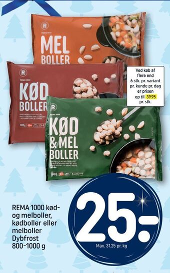 REMA 1000 Rema 1000 kød og melboller, kødboller eller melboller tilbud