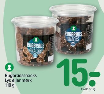 REMA 1000 Rugbrødssnacks lys eller mørk tilbud
