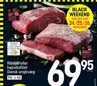 REMA 1000 Ribeye eller højrebsfilet dansk ungkvæg tilbud