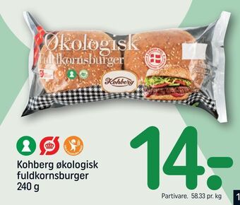 REMA 1000 Kohberg økologisk fuldkornsburger tilbud