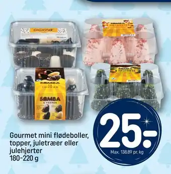 REMA 1000 Gourmet mini flødeboller, topper, juletræer eller julehjerter tilbud