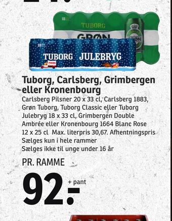 SPAR Tuborg, carlsberg, grimbergen eller kronenbourg tilbud