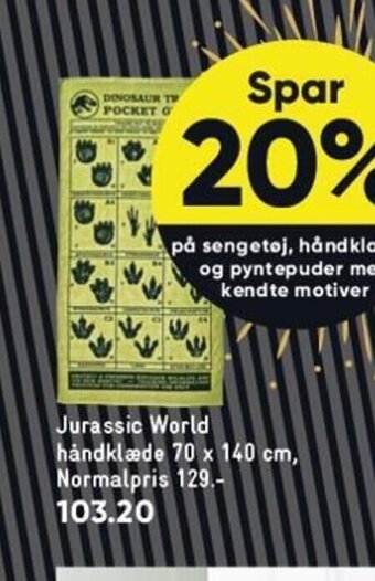 Bilka Jurassic World Håndklæde 70x140cm tilbud