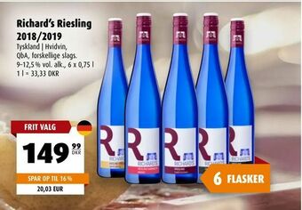 Scandinavian Park Richard's Riesling 2018/2019 tilbud