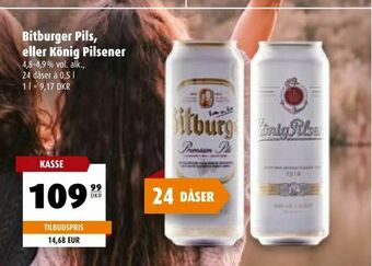 Scandinavian Park Bitburger Pils, eller König Pilsener tilbud