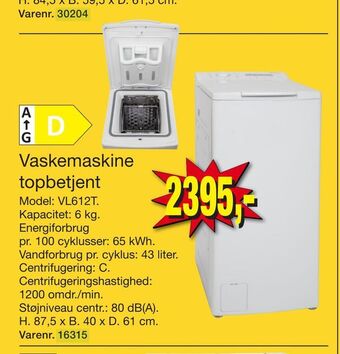Harald Nyborg Vaskemaskine topbetjent tilbud
