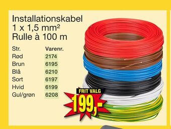 Harald Nyborg Installationskabel 1 x 1,5 mm2 rulle à 100 m tilbud