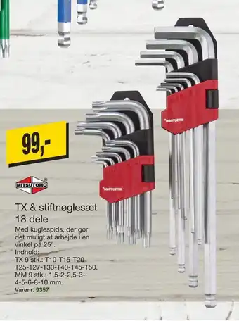 Harald Nyborg Tx & stiftnøglesæt 18 dele tilbud