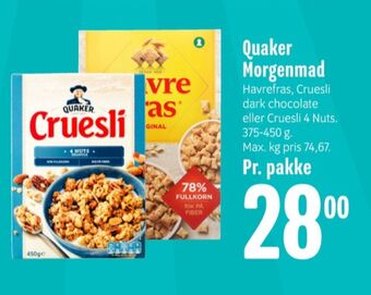 Min Købmand Quaker cruesli tilbud