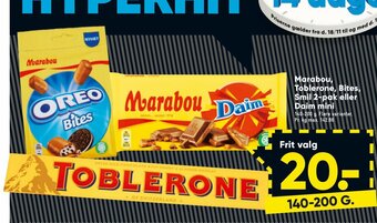 Bilka Marabou, Toblerone, Bites, Smil 2-pak eller Daim Mini tilbud