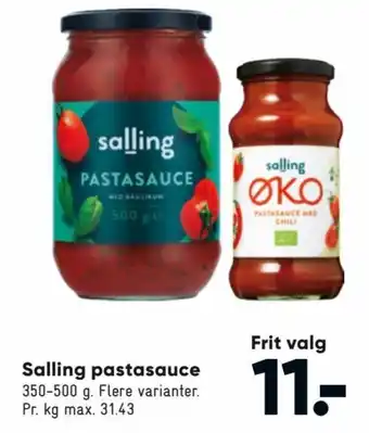 Bilka Salling Pastasauce tilbud