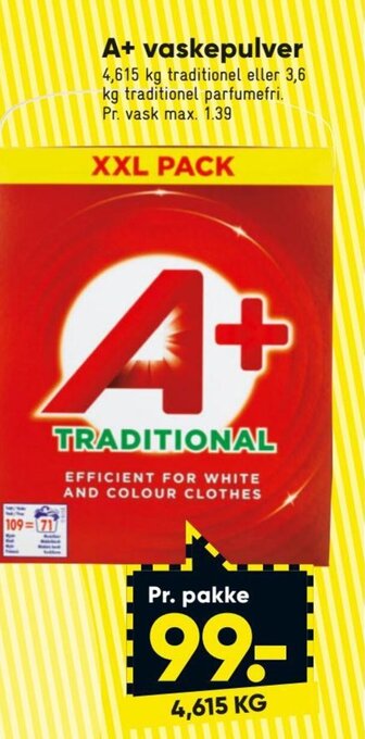 Bilka A+ Vaskepulver tilbud