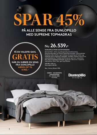 SengeSpecialisten Dunlopillo pure elevationsseng tilbud
