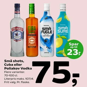 Coop 365 Små shots, Cuba eller Poliakov Vodka tilbud