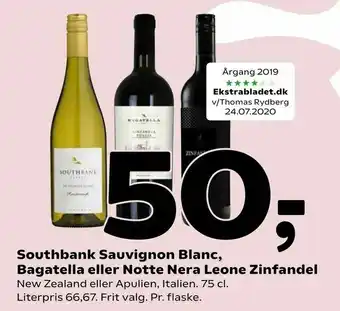 Coop 365 Southbank Sauvignon Blanc, Bagatella eller Notte Nera Leone Zinfandel tilbud