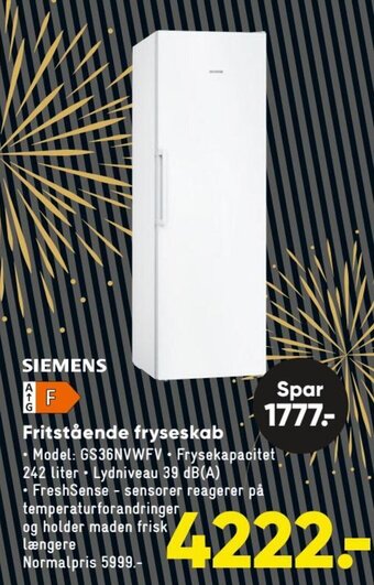 Bilka Siemens Fritstående fryseskab tilbud