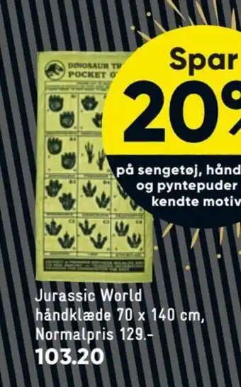 Bilka Jurassic World Håndklæde 70x140cm tilbud