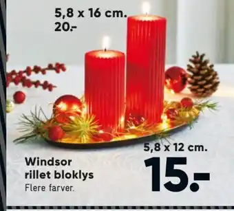 Bilka Windsor rillet bloklys 5.8 x 12 cm. tilbud