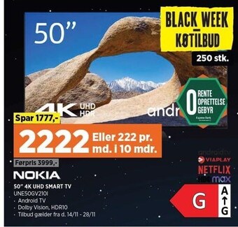 Power 50" 4k uhd smart tv tilbud