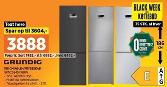 Power 186 cm køle-/fryseskab tilbud