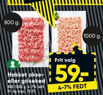 Bilka Hakket Okse-eller Grisekød tilbud