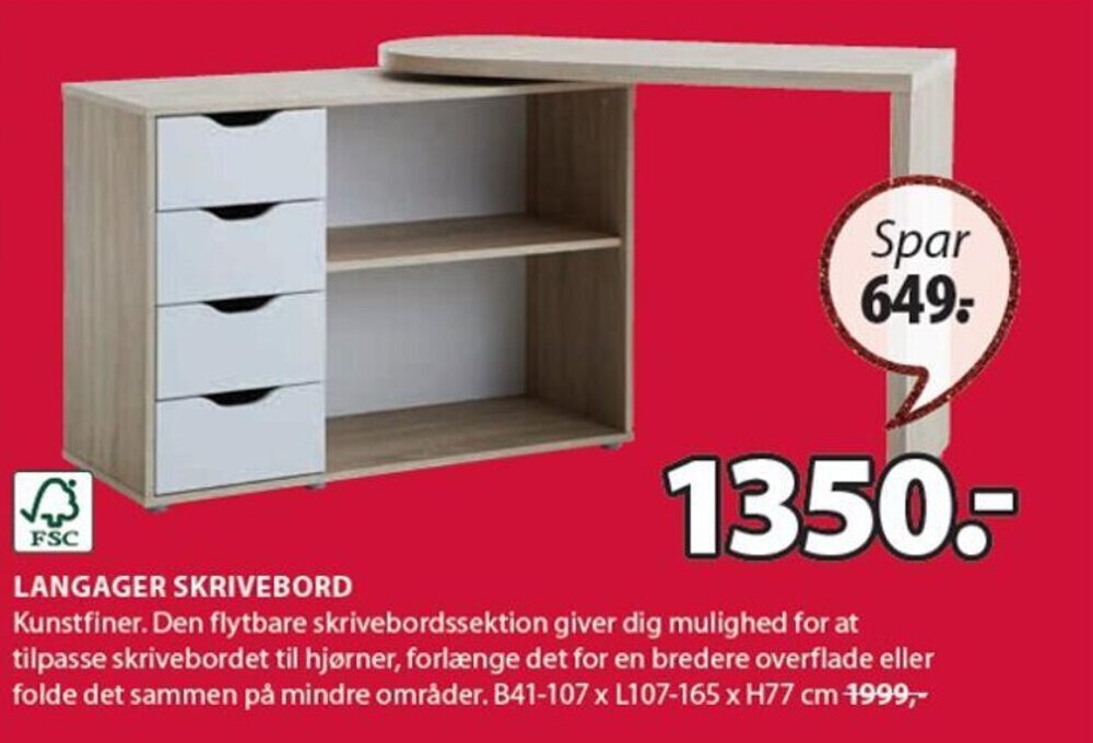 Langager Skrivebord tilbud hos JYSK
