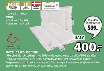 JYSK Royal Gåsedunsdyne tilbud